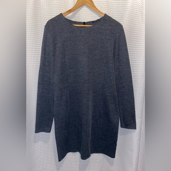 Women’s Zara Bodycon micro ribbed knit long sleeves dark gray dress size XXL - Picture 2 of 13